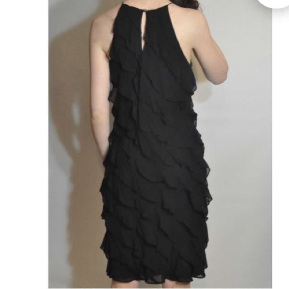 Lauren Ralph Lauren 90s Vintage Little Black Dress Ruffle Dress 1990s Women's​​ - Picture 2 of 10